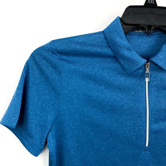 CALLAWAY Womens Golf Polo Shirt Small Blue Heather Quarter Zip Short Sleeve NWT - Picture 4 of 11